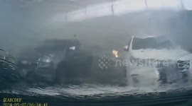 Market roof collapses during violent storm in Thailand
