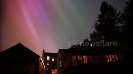 Timelapse Aurora Borealis The Northern Lights ablaze with colours over Wirksworth in the Derbyshire Dales Timelapse 10/5/2024