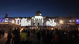 The National Gallery in London celebrates it’s 200th Birthday with a dazzling light projection onto the gallery building