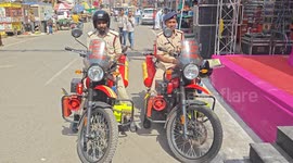 Bike fire fighter doing awareness program on Northern India
