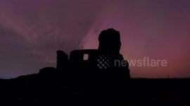 4K Aurora time lapse video from Kendal Castle in Cumbria with ancient castle