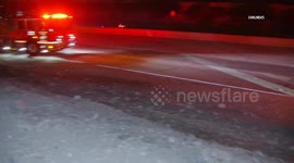 Semi Truck Crash Blocking On Ramp on 210 Freeway in Azusa
