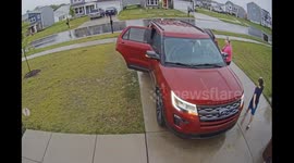Girl's mad dash to the car ends in a hilarious mudslide
