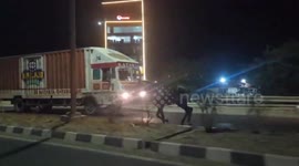 India: Chilling moment horse running in middle of road collides with car