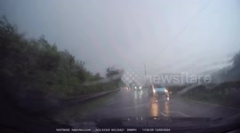 Horrendous rain after a major storm on the A483 just outside Newtown Powys. (Dash Cam Footage).