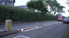 Large building fire results in structure collapsing as firefighters tackle the dangerous incident - Bramcote, Nottinghamshire, UK