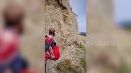 India: Massive landslide strikes northern India, road blocked