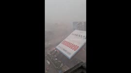 Large billboard collapses injuring several as dust storm hits west India