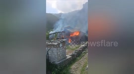 A massive fire engulfed a wooden house of a civil resident area on Northern India u
