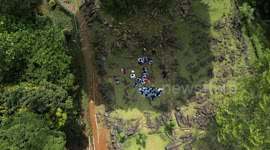 The Gunung Padang Pyramid Site In Indonesia  CIANJUR, INDONESIA - MAY 12: The Gunung Padang pyramid site in Cianjur, West Java, Indonesia, on May 12, 2024. Gunung Padang, also known as “mountain of enlightenment”, sits at the top of an extinct volcano and