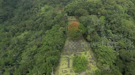 The Gunung Padang Pyramid Site In Indonesia  CIANJUR, INDONESIA - MAY 12: The Gunung Padang pyramid site in Cianjur, West Java, Indonesia, on May 12, 2024. Gunung Padang, also known as “mountain of enlightenment”, sits at the top of an extinct volcano and