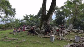 The Gunung Padang Pyramid Site In Indonesia  CIANJUR, INDONESIA - MAY 12: The Gunung Padang pyramid site in Cianjur, West Java, Indonesia, on May 12, 2024. Gunung Padang, also known as “mountain of enlightenment”, sits at the top of an extinct volcano and