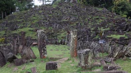 The Gunung Padang Pyramid Site In Indonesia  CIANJUR, INDONESIA - MAY 12: The Gunung Padang pyramid site in Cianjur, West Java, Indonesia, on May 12, 2024. Gunung Padang, also known as “mountain of enlightenment”, sits at the top of an extinct volcano and