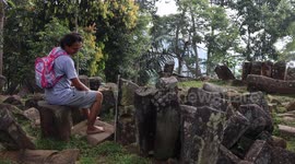 The Gunung Padang Pyramid Site In Indonesia  CIANJUR, INDONESIA - MAY 12: The Gunung Padang pyramid site in Cianjur, West Java, Indonesia, on May 12, 2024. Gunung Padang, also known as “mountain of enlightenment”, sits at the top of an extinct volcano and
