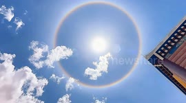 Massive solar halo transforms sun into spectacular rainbow ring