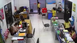 Workers terrified as storm topples office doors