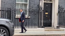 Rishi Sunak leaves 10 Downing Street for PMQs