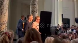 Sir Elton John speaks at the preview of his Fragile Beauty exhibition held at the V&A