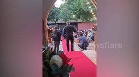 Politician has Peaky Blinders style wedding with best men holding machine guns