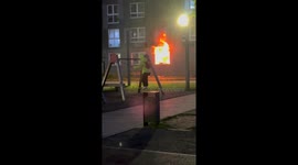 Child swings unfazed as fire engulfs Lyubertsy complex