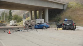 USA: Car Plunges Off Interstate 5 Killing Driver in Castaic, LA