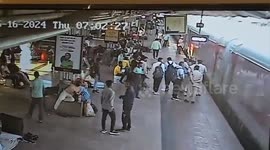 Railway Protection Force staff in India rescue elderly man from train platform mishap