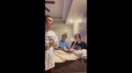 Daughter fools her mom with her dad's feigned familiarity