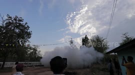 Thai villagers fire huge homemade rocket into sky to pray for rain