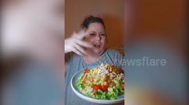 Woman celebrates weight loss - by walking in garden for the first time years