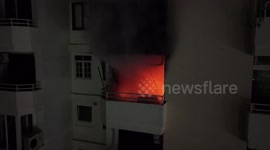 British pensioner's apartment catches fire sparking mass evacuation