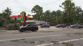 USA: Long Line at Houston Gas Station After Storms