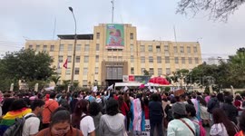 LGBTQ+ organizations protest in front of Peru's Health Ministry