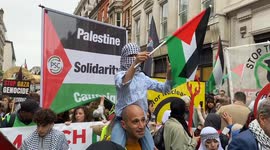 Thousands of pro-Palestine protesters march in Central London in commemoration of the Nakba
