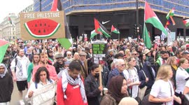 Pro-Palestine protesters in London march to commemorate Nakba anniversary as battles continue in Gaza