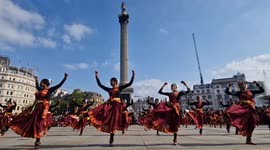Over 100 dancers perform for the 15th Tamil Genocide Day in London's Trafalgar Square