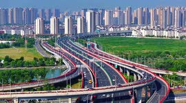 China: Chinese Rose is Bloom on Both Sides of Overpass