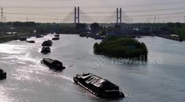 China: Cargo Ships Sailing on The Grand Canal of China in Huai 'an