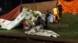 Indonesia: Evacuation process for a crashed training aircraft in BSD, South Tangerang