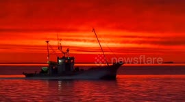 Japan: Breathtaking Fiery Sunrise In Hokkaido