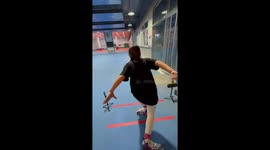 Speed skater shows off her precision skills