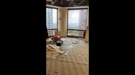 High Rise Windows Shattered After Houston Storm