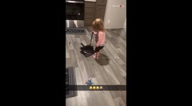 Girl throws tantrum after her pursuit to clean mom's kitchen doesn't go according to plan