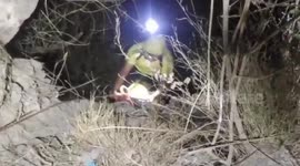 Officials rescues three people injured in car accident in northern India