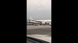 PICTURED: Singapore Airlines flight from London moments after emergency landing in Thailand