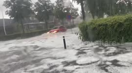 Thunderstorm unleashes hail on the Netherlands causing flash flooding