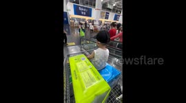 China: Speed Bump Causing Baby's Adorable Tumble in Supermarket