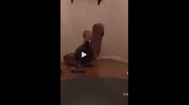 Little boy is playing with his lovely chair. Things get funny in the end of the video