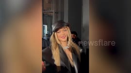 Rihanna arrives in Shanghai, China, to promote her make-up brand