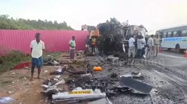 India: Driver killed and 10 passengers injured after a bus overturns in Nellore, Andhra Pradesh