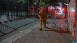 USA: Car Torched in Previously Burned Structure in Los Angeles